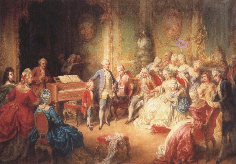 antonin dvorak the young mozart being presented by joseph ii to his wife, the empress maria theresa